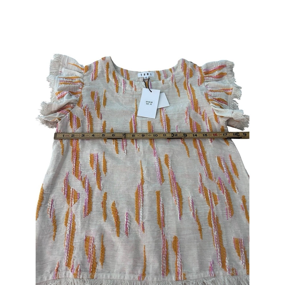 THML Top Embroidered Short Sleeve Colorful Preppy Boho NWT- Size XS - Picture 7 of 9